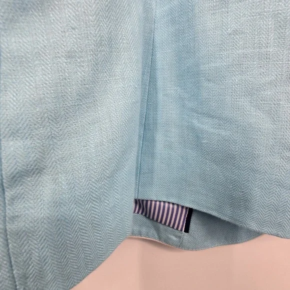Talbots Aberdeen 100% Linen Blazer Jacket Women's Size 14P Stand Collar Lined - Picture 10 of 13